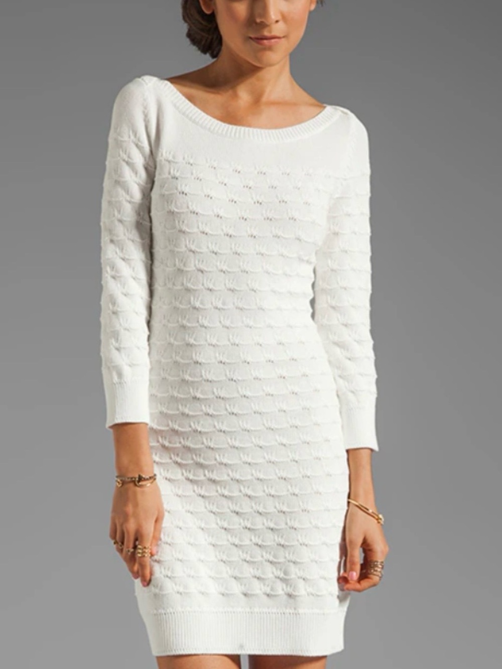 Milly Ecru November Knit Knit Sailor Stitch Sweater Dress